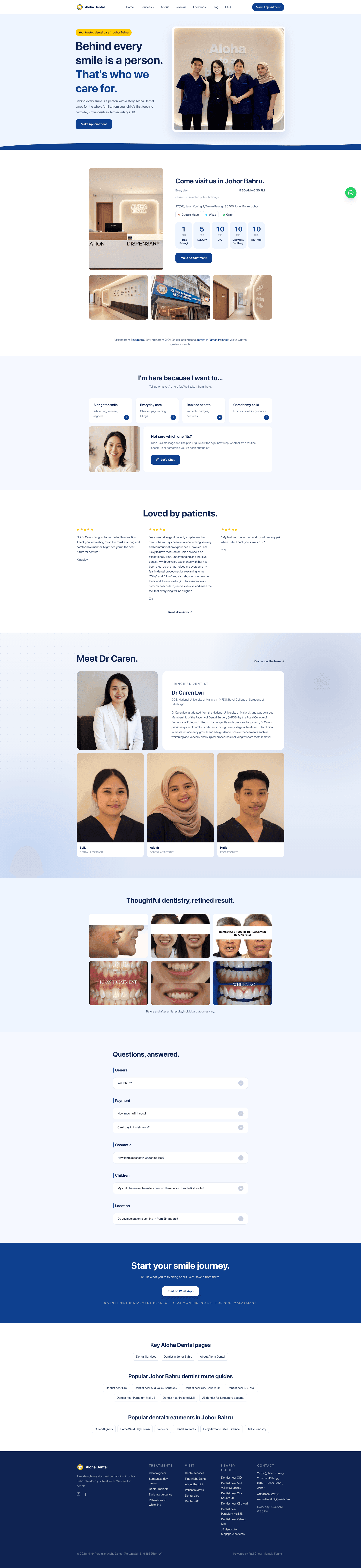 Aloha Dental desktop homepage screenshot