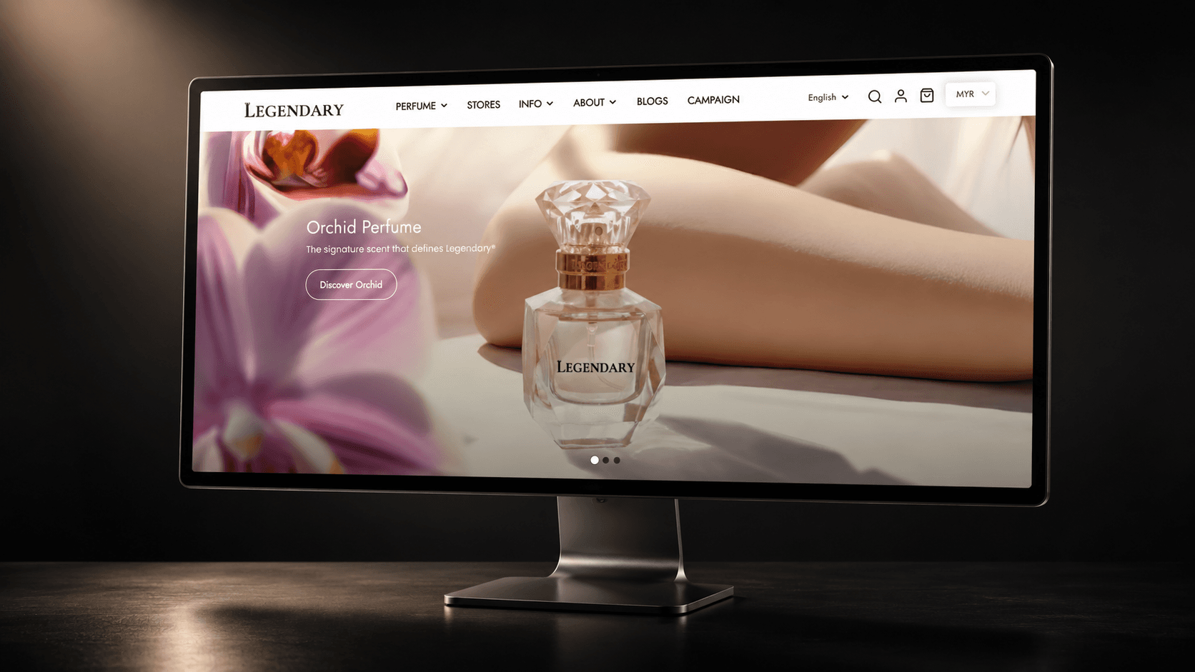 Legendary Perfume e-commerce website mockup