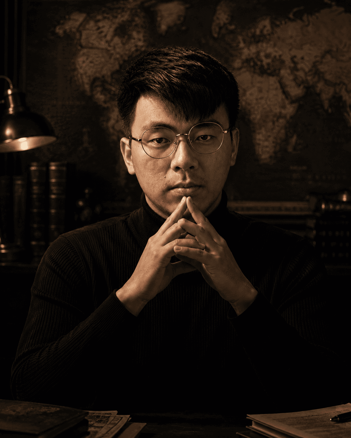 Portrait of Paul Chew in a charcoal hooded jacket
