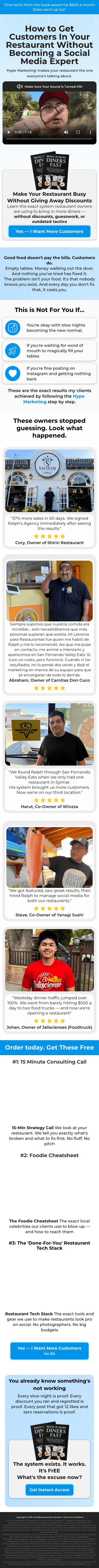 Eats Restaurant Accelerator mobile lead generation funnel screenshot