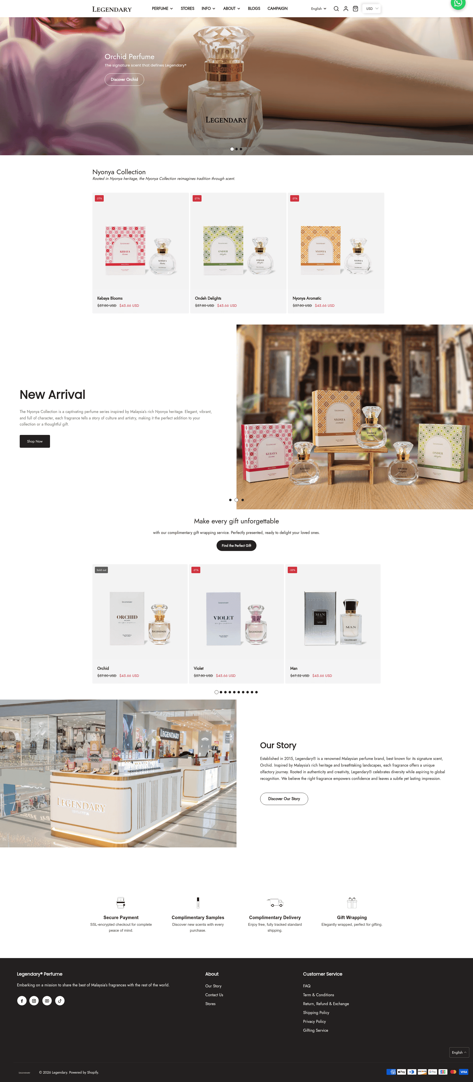 Legendary Perfume full homepage screenshot